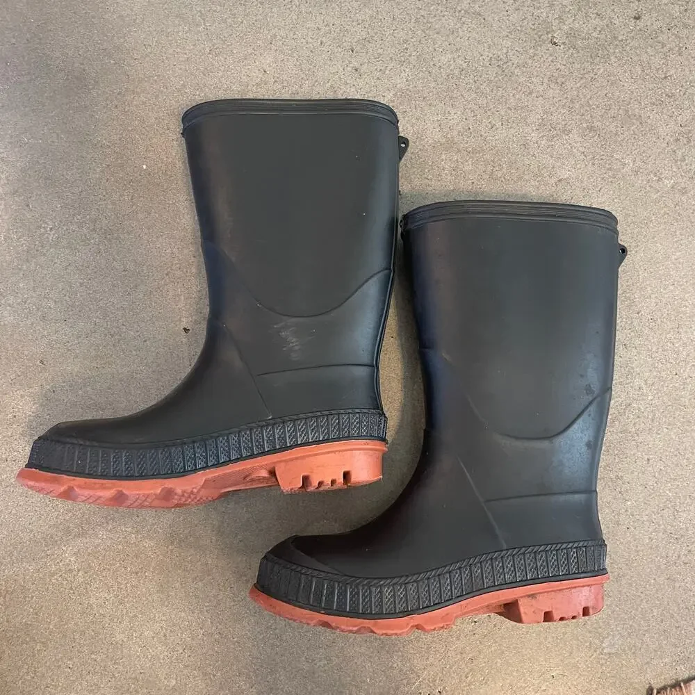 Toddler black industrial high top rain boots size 9 outdoor shoes
